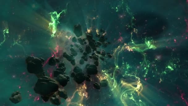 Nebulosa Campo Asteroides Espacio Profundo — Vídeo de stock