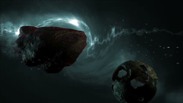 Nebulosa Campo Asteroide Nello Spazio Profondo — Video Stock