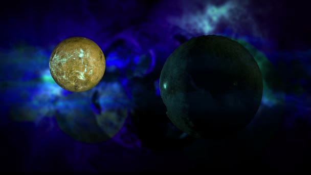 Δύο Πλανήτες Συγκρούονται Κινούμενα Σχέδια — Αρχείο Βίντεο