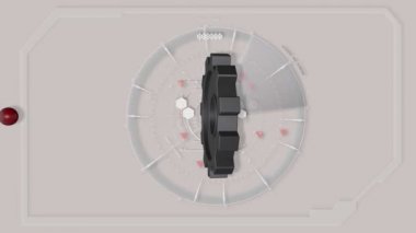 Gri soyut Tech Hud arabirimi dişli ile animasyon küre kırmızı