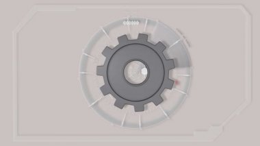 Gri soyut Tech Hud arabirimi dişli animasyon