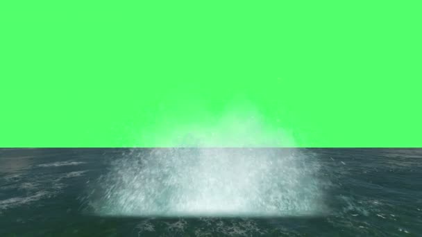 Animatie Water Blast Explosie Groen Scherm — Stockvideo