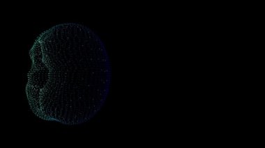 Animasyon parçacıkları yavaşça siyah bir arka planda uçuyor. 3D rendering. Alfa kanalı var