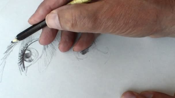 Esquisse Sur Carnet Oeil Dessin Crayon Dans Carnet Croquis — Video