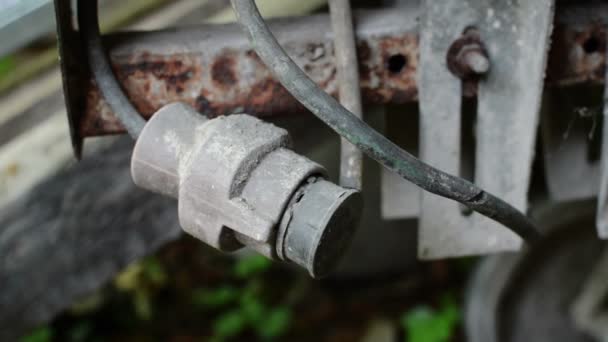 Close Old Rusty Dirty Cement Mixer — Stock Video