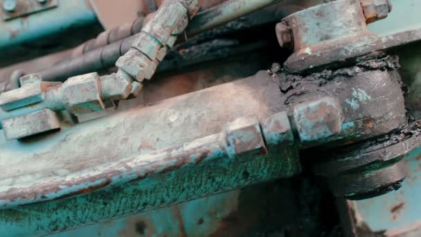Primer Plano Viejas Piezas Oxidadas Sucias Máquina — Vídeo de stock