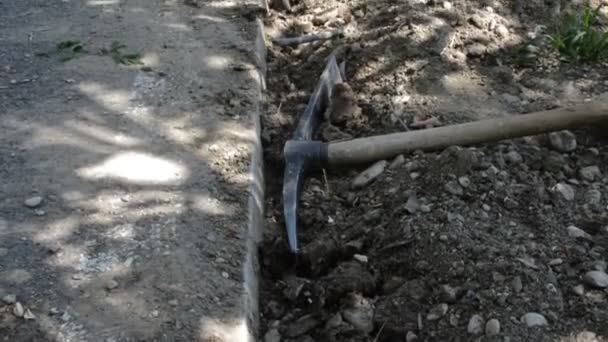 Used Dig Ground Shovel Gardener Tools — Stock Video