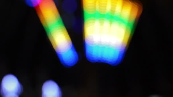 Defokussierte Bokeh Lichter Und Linsenschlag Abstrakter Licht Hintergrund — Stockvideo