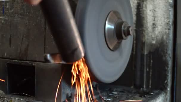 Closed Grinding Stone Sparks — Stock Video