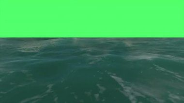 Su yüzeyinden yeşil ekrana uçuşun 4k animasyonu