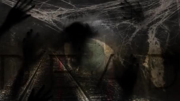 Horror Zombie Efecte Medii Mixte Două Animații — Videoclip de stoc