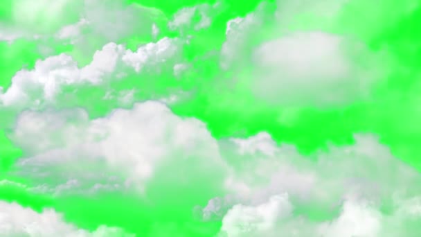 Animation Flying Clouds Green Screen Background — Stock Video