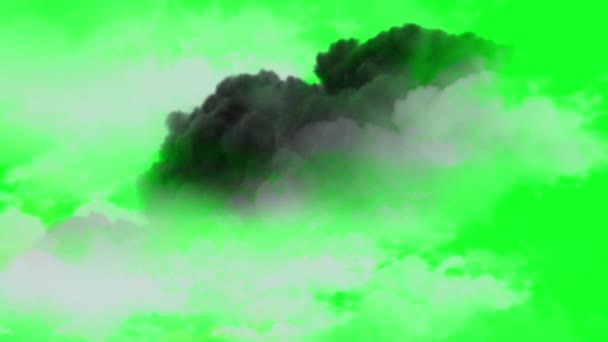Animation Πετώντας Μέσα Από Σύννεφα Στο Φόντο Της Πράσινης Οθόνης — Αρχείο Βίντεο