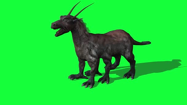 Rendering Animatie Van Fantasie Beest Groen Scherm — Stockvideo