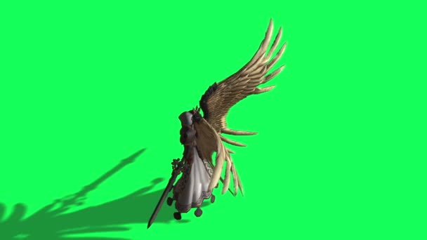 Animation Του Άγγελος Του Θανάτου Σπαθιά Στα Χέρια Στην Πράσινη — Αρχείο Βίντεο