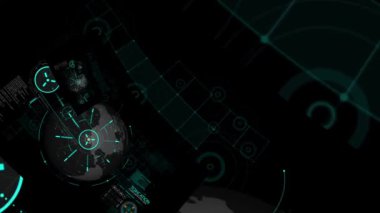 HUD döngü yakınlaştırması. Geleceğin teknolojik arayüzü üzerinden uçuyor.