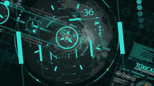 Hud Looping Zoom Flying Futuristic Technological Interface — Stock video