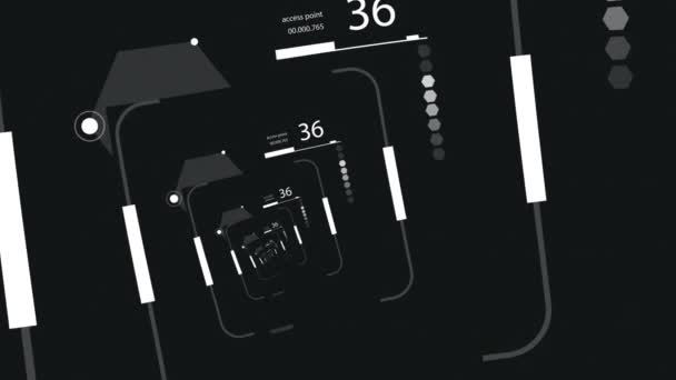 Zoom Boucle Hud Voler Travers Interface Technologique Futuriste — Video
