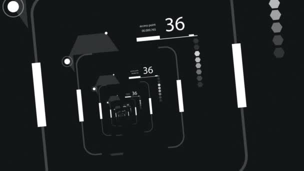 Увеличение Масштаба Цикла Hud Пролет Через Футуристический Технологический Интерфейс — стоковое видео