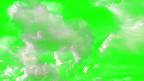 アニメーション 緑の画面で雲の中を飛ぶ背景 — ストック動画