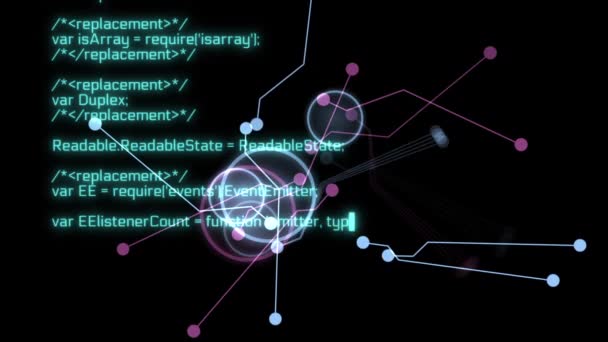 Bir Bilgisayar Ekranı Terminalinde Çalışan Fütürist Hud Arayüzü Hacker Kodu — Stok video