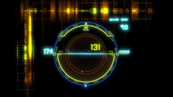 Flygning Genom Futuristiskt Tekniskt Gränssnitt Hud Animering — Stockvideo