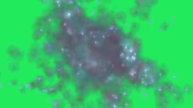 Yeşil ekranda parçacıkları ve kıvılcımları olan sihirli havai fişekler - animasyon