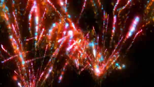Magisch Vuurwerk Met Deeltjes Vonken Zwarte Achtergrond Animatie — Stockvideo