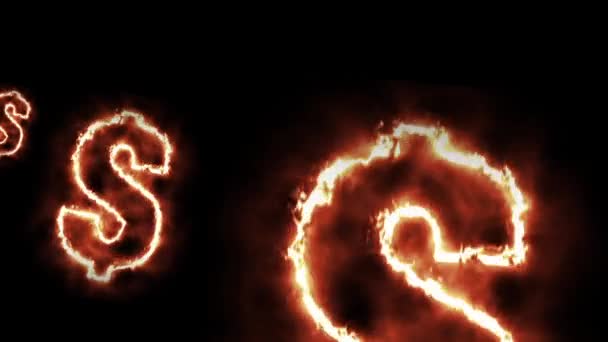 Infinite Zoom Hot Burning Sign Dollar Schermo Nero — Video Stock