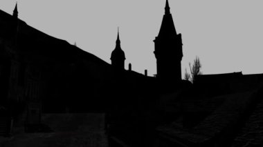 Beyaz Ekrandaki Şehir Silueti - 3B Görüntüleme