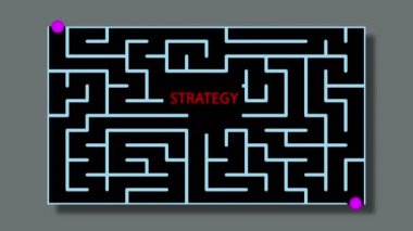 kırmızı metin ve yeşil çizgiler ile Maze animasyonu ve olası çözüm - STRATEGY