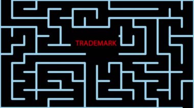 kırmızı metin ve yeşil çizgiler ile Maze animasyonu ve olası çözüm - TRADEMARK