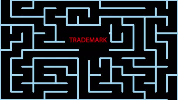 animation du labyrinthe Avec texte rouge et lignes vertes et possible Solution -MARQUE