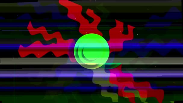 Flach Gelb Abstrakte Tech Geometrische Videoanimation Mit Glitch Effekt — Stockvideo