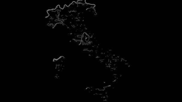 Topographic Contour Animation Italy Чорному Тлі — стокове відео
