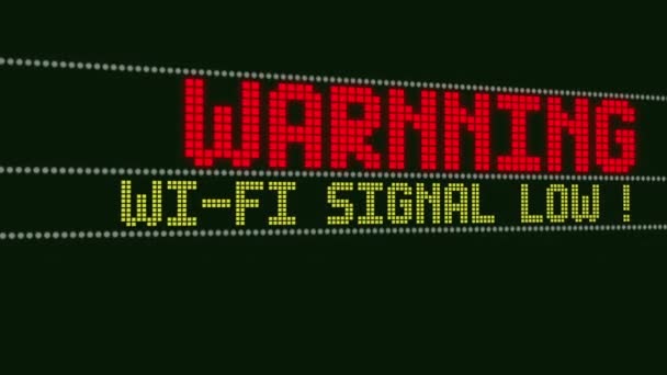 Signal Low Warnning Screen Text System Notification System Message Animation — Stock Video