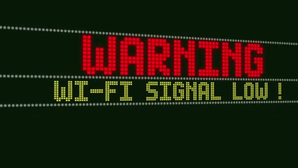 Signal Low Warnning Screen Text System Notification System Message — Stock Video