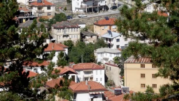 Mountain Town City View Domy Červenými Střechami — Stock video