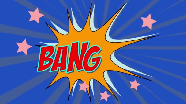 Slova Bang Comics Style Animace Verzí Klíče Chroma — Stock video
