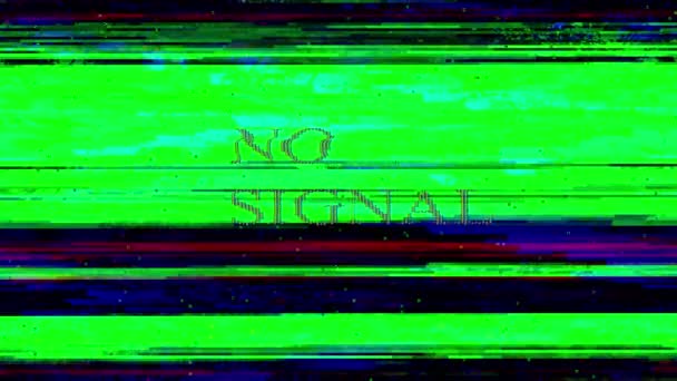 Ingen Signal Meddelande Med Glitch Effekt Abstrakt Digital Animation Pixel — Stockvideo