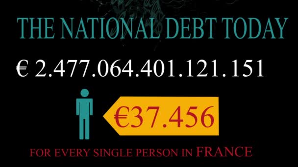 National Debt Live Klocka Counter För Frankrike — Stockvideo