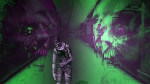 Horror Zombie Con Effetti Tecnica Mista Due Animazioni — Video Stock