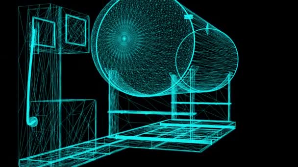 Animação Posto Gasolina Armação Arame Sobre Fundo Preto — Vídeo de Stock