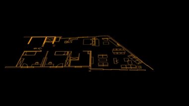 zemin tasarımının teknik çizimlerini gösteren animasyon büyük detaylar ve ev modelinin 3d 'sini hazırlıyor.
