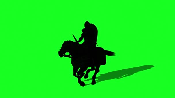 Silhouette Del Cavaliere Medievale Cavallo Cavallo Combattere Con Spade Scudo — Video Stock