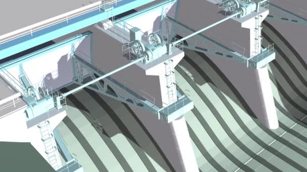 Анимация Крупным Планом Большой Плотины Воротами — стоковое видео