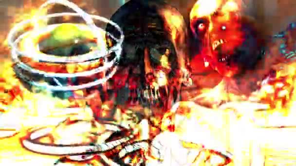 Zombie d'horreur avec des effets, médias mixtes de deux animations Cg