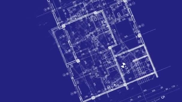 Animação Plano Casa Blueprint — Vídeo de Stock