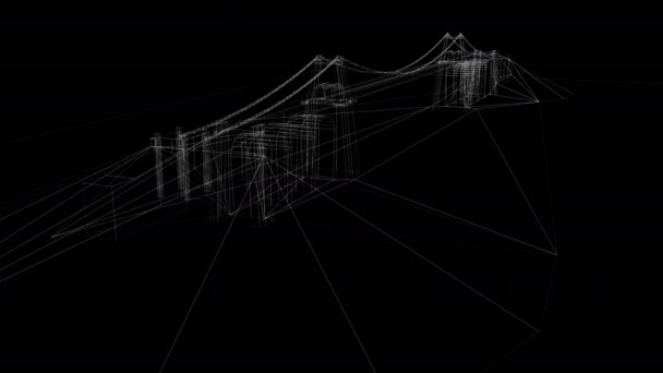 4Kの黒の背景に橋の3Dアニメーション — ストック動画