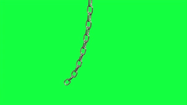 Animatie Metalen Ketting Swing Geïsoleerd Groen Scherm — Stockvideo